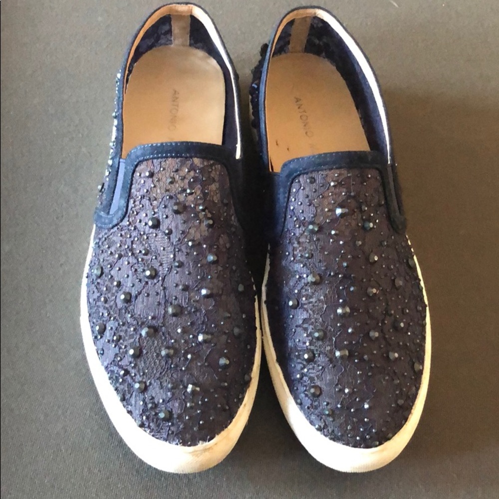 Sparkly navy blue shoes